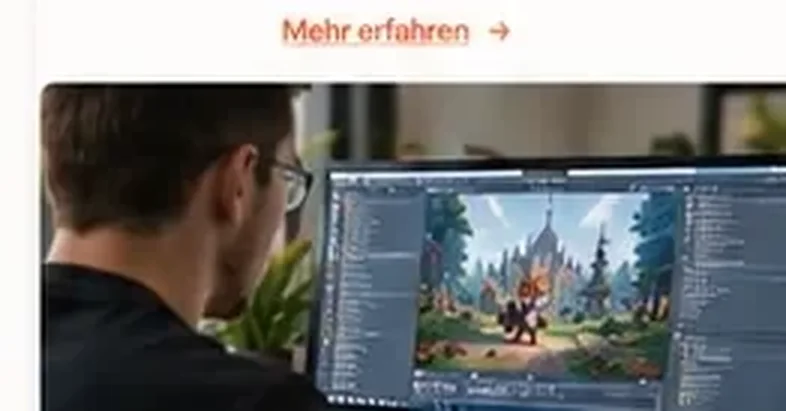 Entwicklungsarbeitsplatz mit Game-Engine und Mobile-Game-Szene